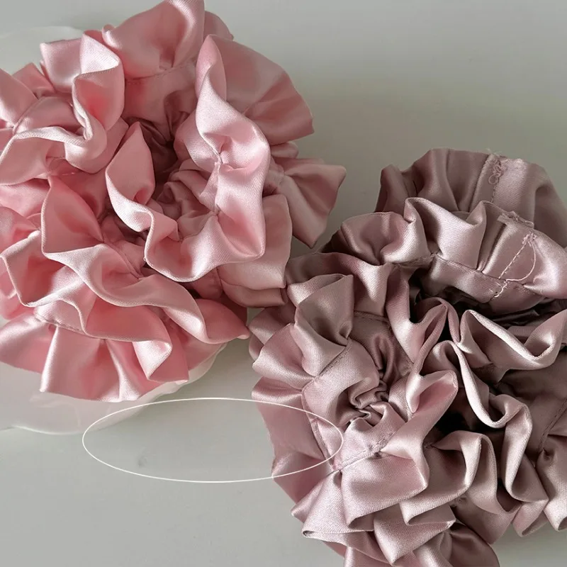 2024 Fashion Satin Pleated Multi-layer Scrunchie Headdress Creative Design Korean Colored Oversized Hair Ties Hair Accessories