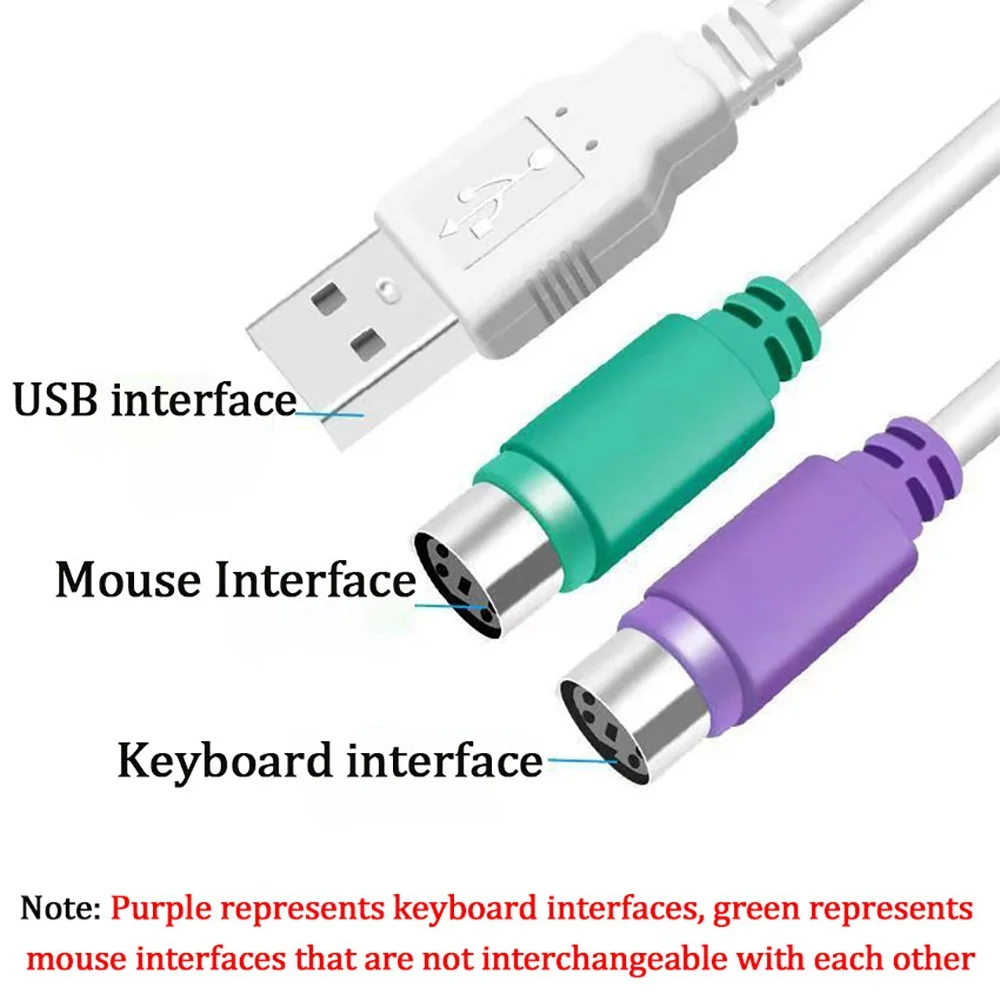 USB Male to Dual PS2 Female Converter Cable Expansion Adapter for Keyboard Mouse Scanner Stable Plug‑and‑Play Connector Cord