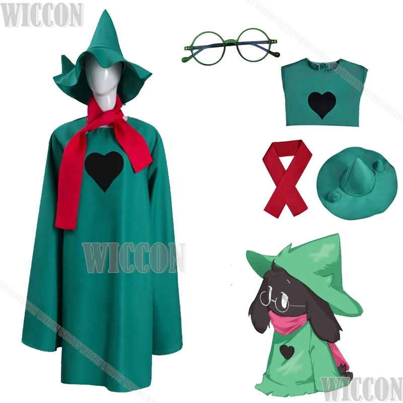 game-2025-deltarune-ralsei-cosplay-cape-green-outfit-hat-glasses-women-cute-halloween-dress-up-girls-party-uniform-comic-con-cos
