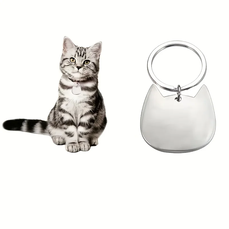 Étiquette d'identification de chat personnalisée, gravée sur mesure, étiquette de nom d'animal de compagnie en acier inoxydable, accessoire de collier de chat pour chat petit, moyen et grand, 1P