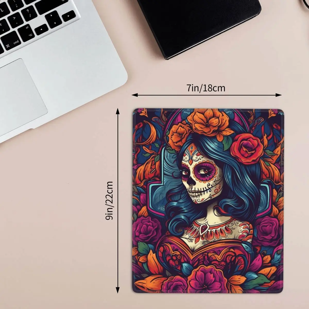 Mexican Catrina Girl Day Of The Dead Sugar Skull 7x9 in 22x18 cm Mouse Pad Computer Keyboard Mouse Mat Gamer PC Laptop Desk Mat