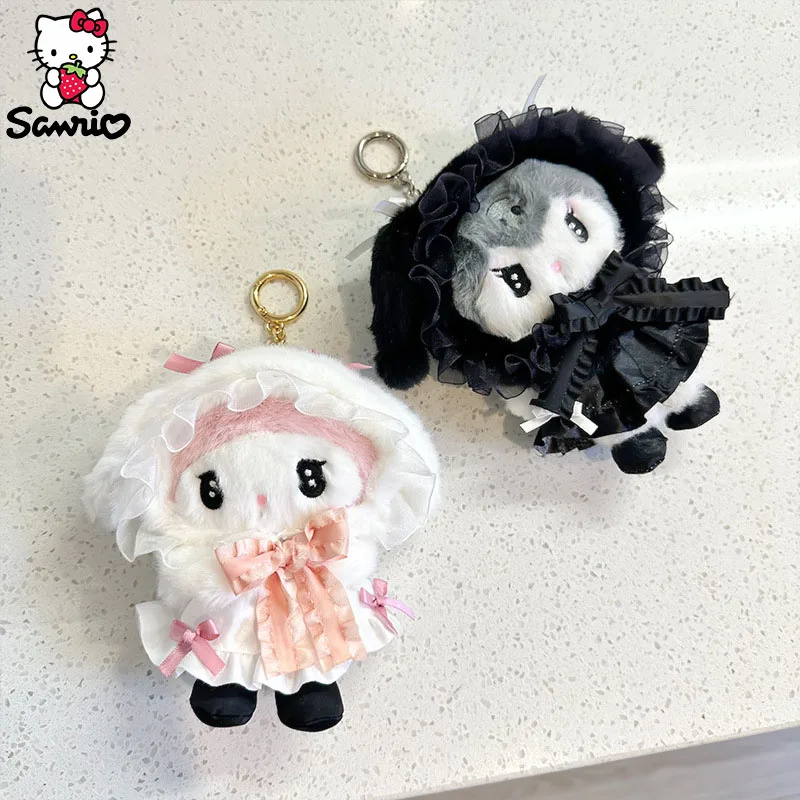 Kawaii Sanrio Plush Toy My Melody Keychain Kuromi Doll Keyring Bag Pendant Girl Plushie Keychain Women Birthday Gift Christmas