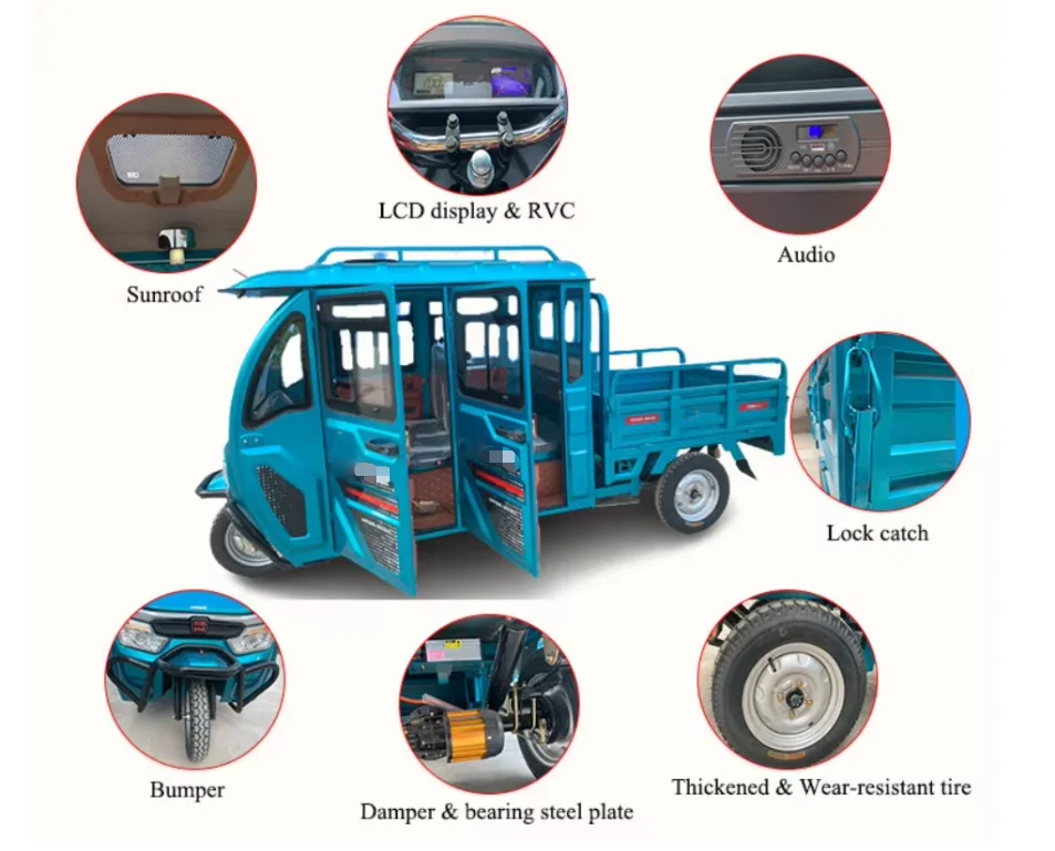 Factory Electric Truck Household Adult Cargo Motorcycle Closed Four Door Spacious Electric Tricycle Agricultural Tricycle