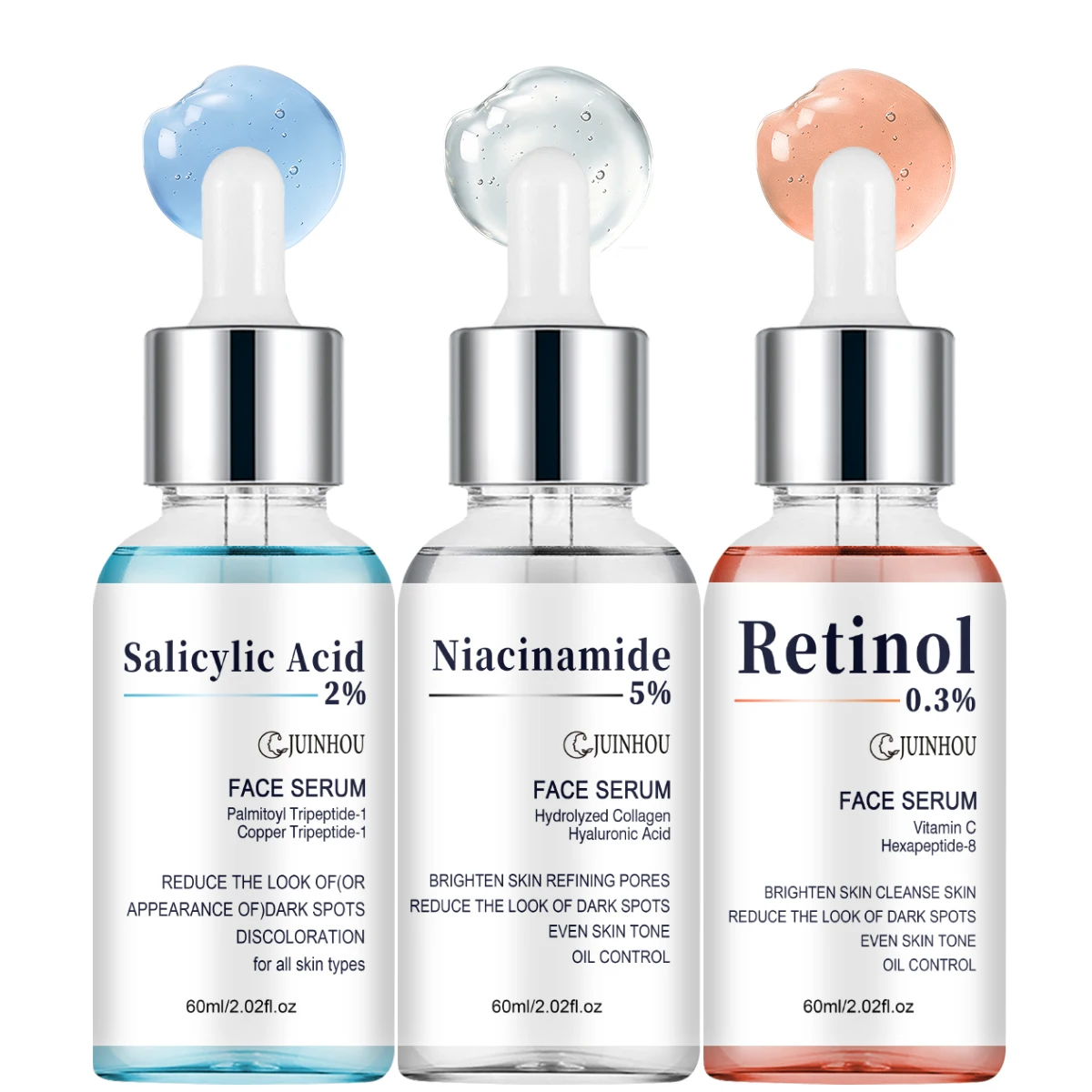 JUINHOU 3-teiliges Hautpflege-Serum Salicylsäure Niacinamid Retinol Aufhellend Porenverfeinernd Ölkontrolle Feuchtigkeitsspendend für Tägliche Hautpflege – Detail 17