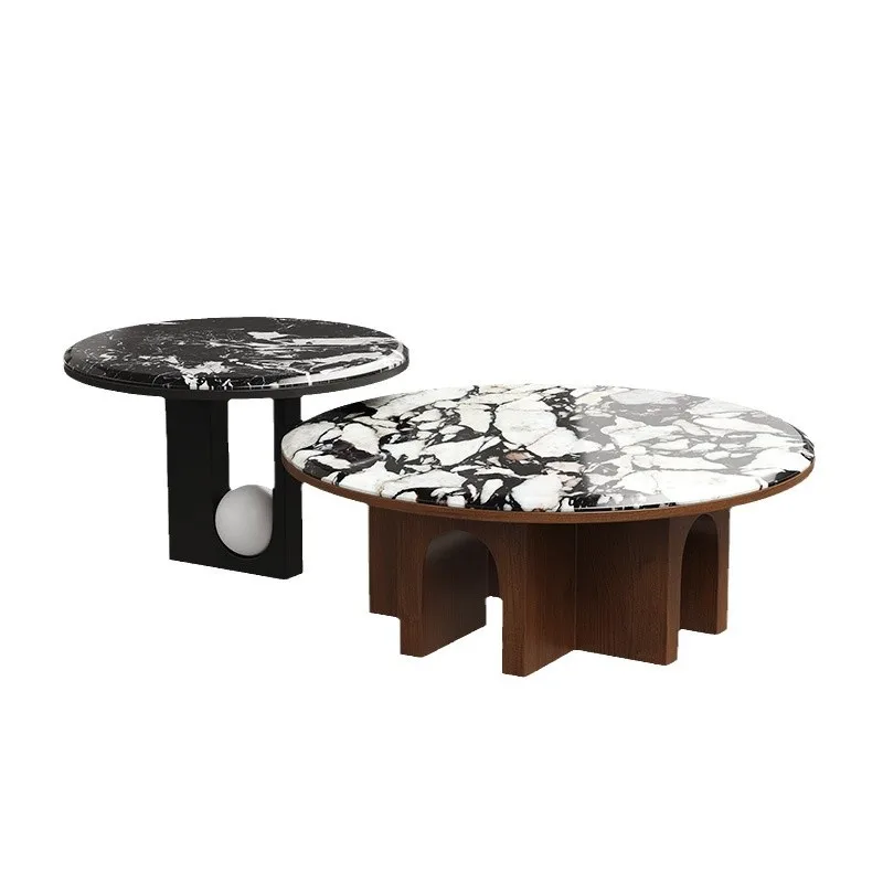 #Modern Marble Coffee Table With Hibiscus Design For Living Room Easy To Clean Sofa Side Table Wood Frame 1 Year Warranty