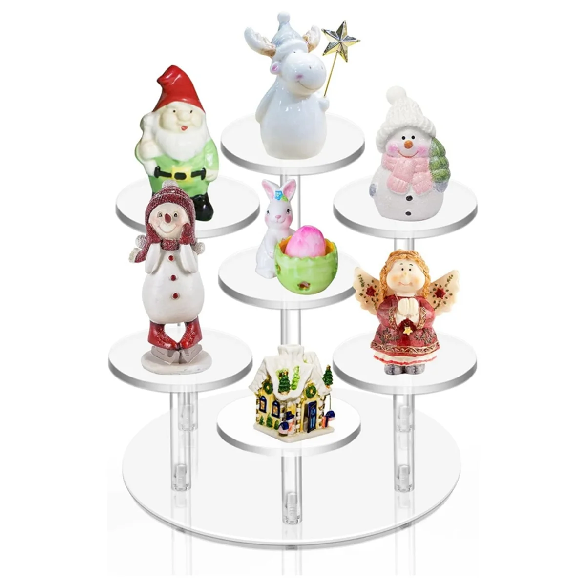 Christmas Ornament Display Stand 7 Columns Acrylic Transparent Display Stand for Cupcake, Jewelry Display