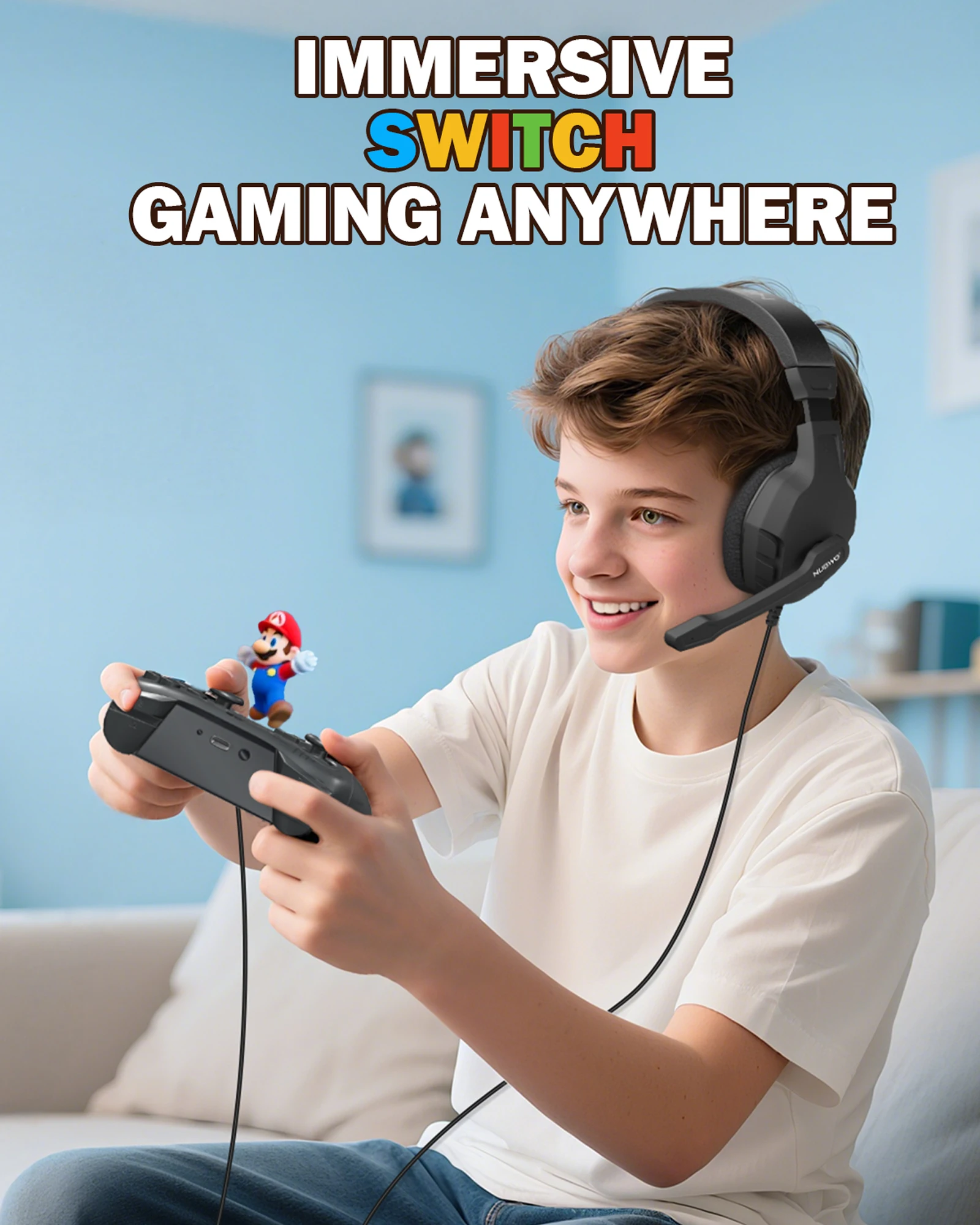 NUBWO U3 Gaming Headset Wired Over-Ear with Mic for PC PS4 PS5 Xbox Mac Switch Lightweight In-Line Control Pro Stereo Headphones