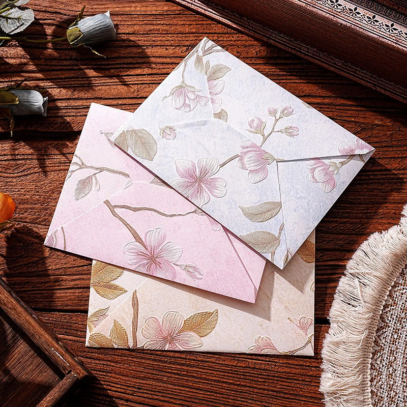 10pcs Vintage Brocade Envelopes Retro Floral Envelope For Letter Writing Kawaii Gift Package Wedding Invitation Card Cover