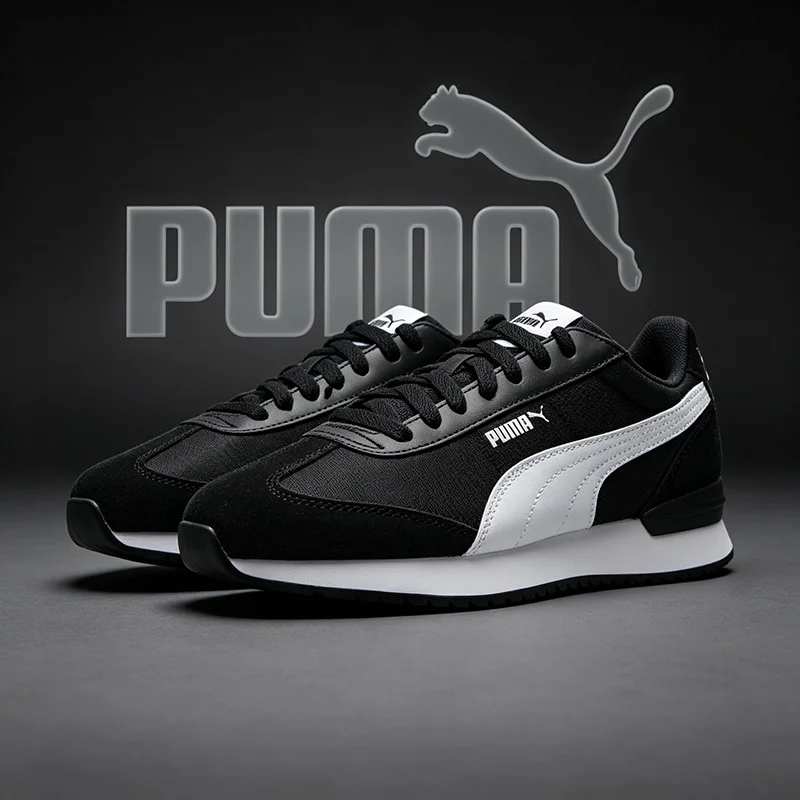 Puma men's and women's retro training white sneakers for casual and sports wear, providing comfortable shoes. 397149-01