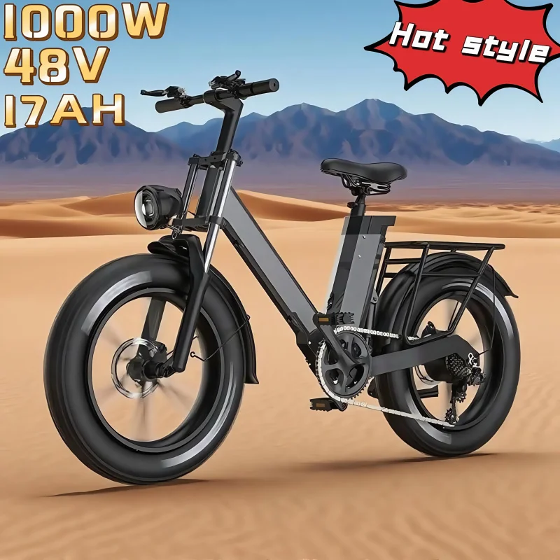 

20-inch aluminum alloy wide tire shock-absorbing snow fat tire off-road E-bike1000W motor 48V17AH battery