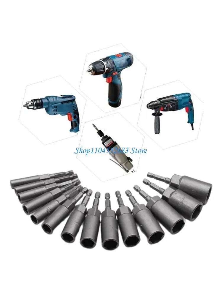 

Y6GD 1/4'' Metric Socket Impact Wrench Socket Head 6-19mm Adapter Spanners
