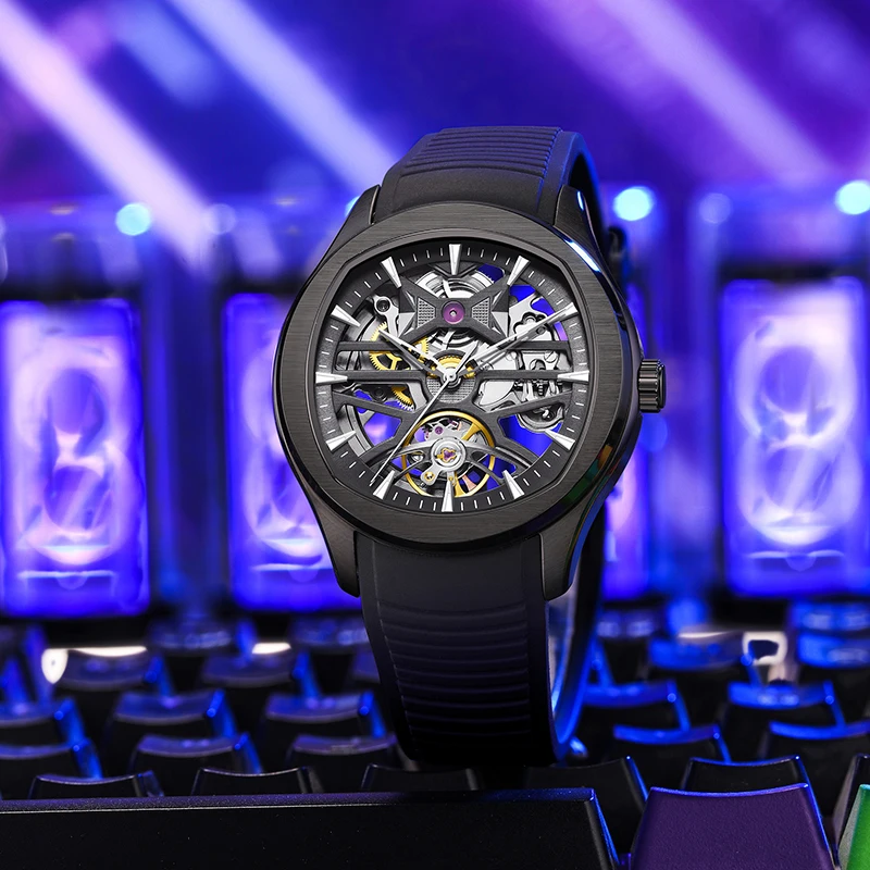 

High-quality stainless steel personalized automatic mechanical wristwatch with luxurious steel openwork dial r watches for man