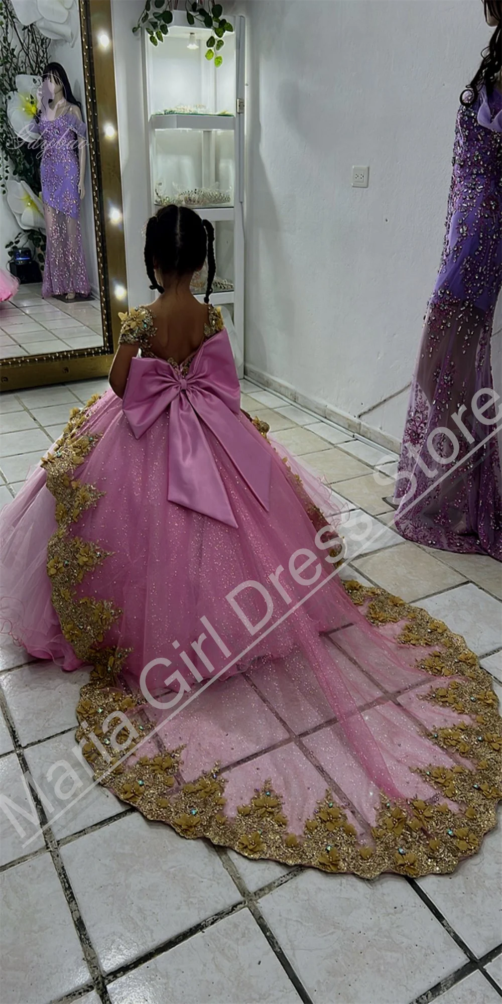 Girl Dresses Fluffy Beautifully Three-dimensional Embroidered Flower Children's Dress Suitable For Wedding Party Evening Wear