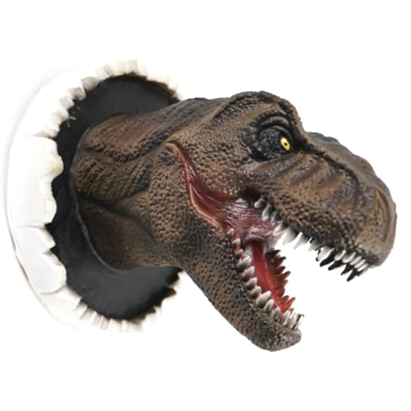 JFBL Hot Wall Mounted Dinosaur Bust Tyrannosaurus Head Sculpture Latex Foam Wall Hanging For Kids Room Bar Wall Home Decoration