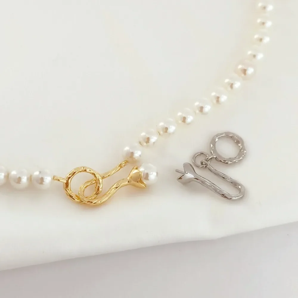 

18K Gold-plated White Gold Empty Hook End Buckle DIY Handmade Pearl Bracelet Necklace Connection Buckle Accessory