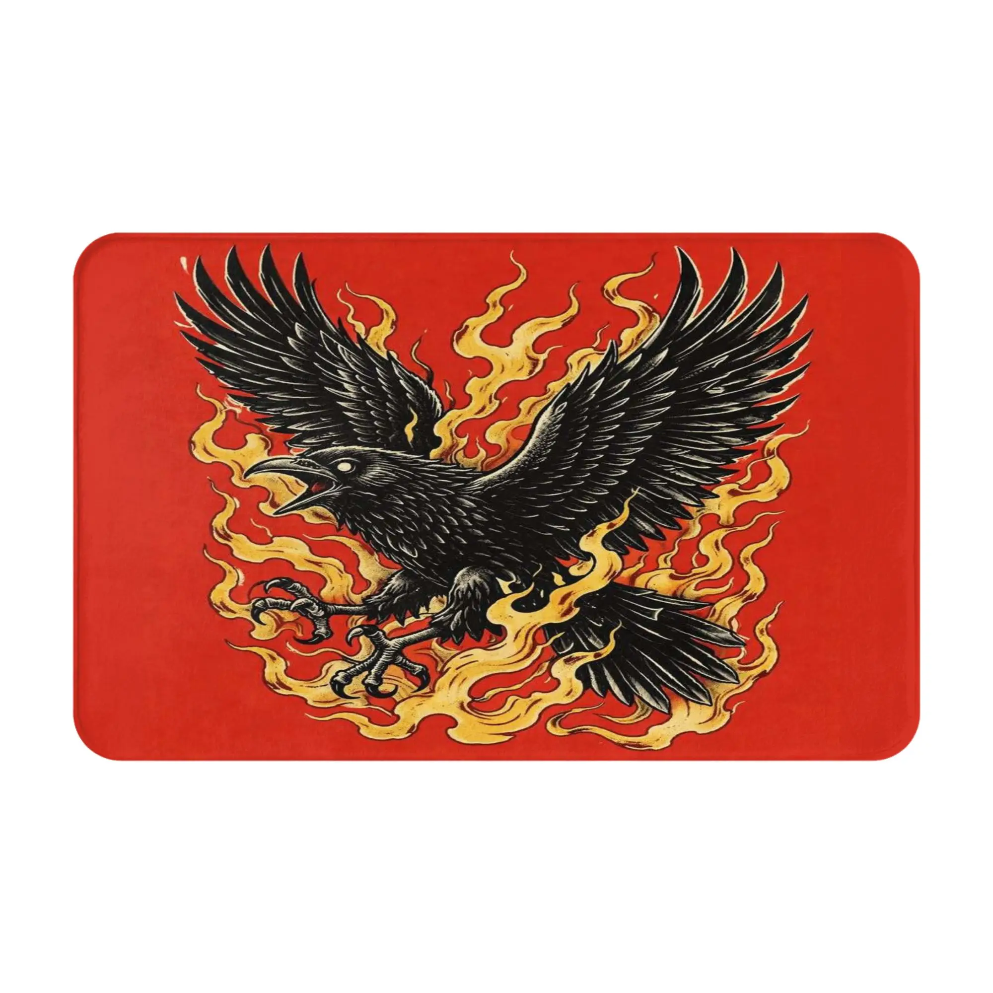 Fiery Eagle On Red Background Graphic Anti-Slip Doormat Bedroom Mat  Floor Indoor Home Decor