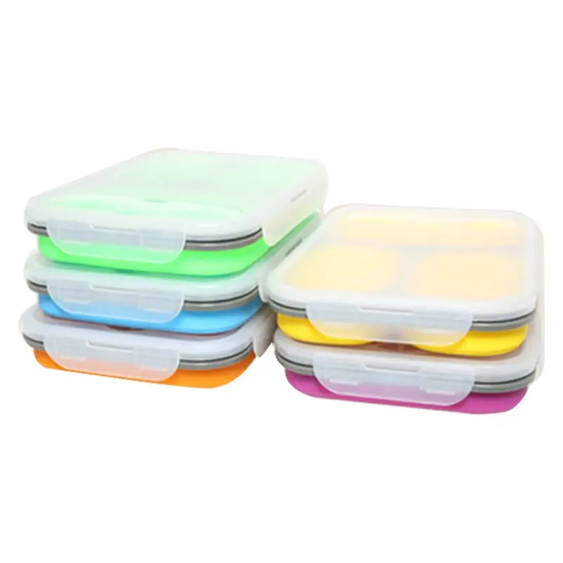 HF 1100ml Silicone Collapsible Portable Lunch Box Large Capacity Bowl Lunch Bento Box Folding Lunchbox Eco-Friendly