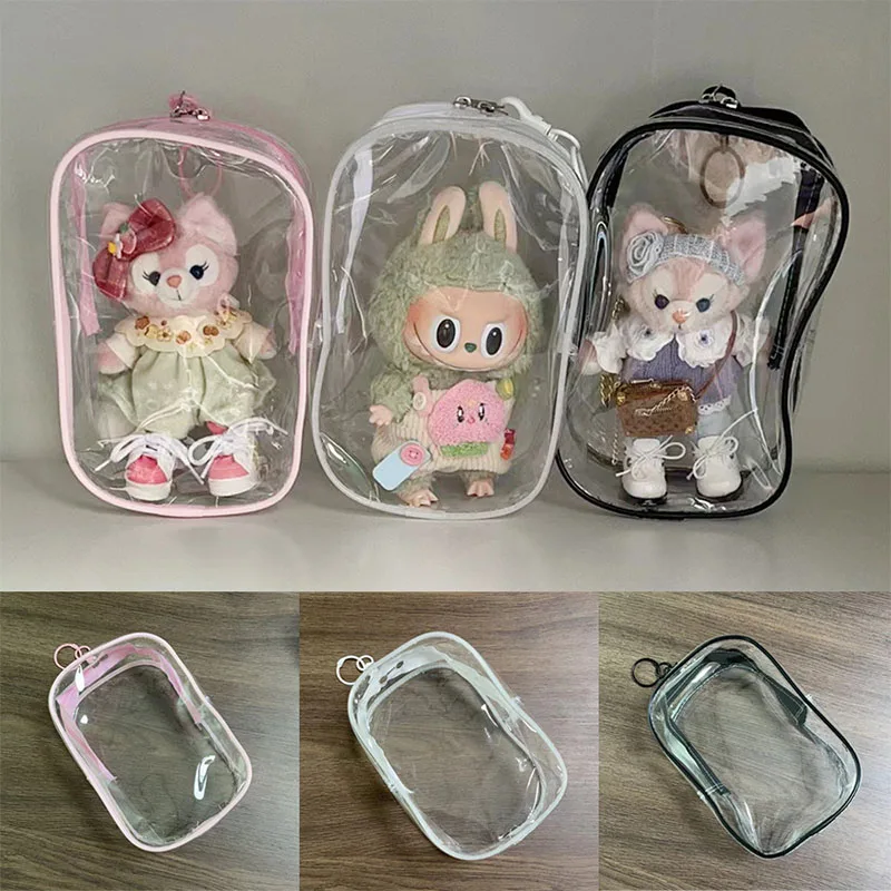 Outgoing Packsts with Keychain for Labubu Cotton Doll GSC Doll Transparent Backpack 1/12 Bjd Accessories 1 Pieces Baby Bag