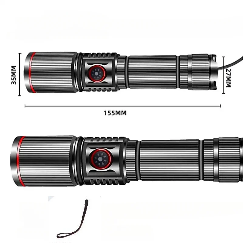 Powerful LED Flashlight USB Fast Charging Flashlights Zoomable Torch High Lumens Waterproof Flashlight for Camping Hiking