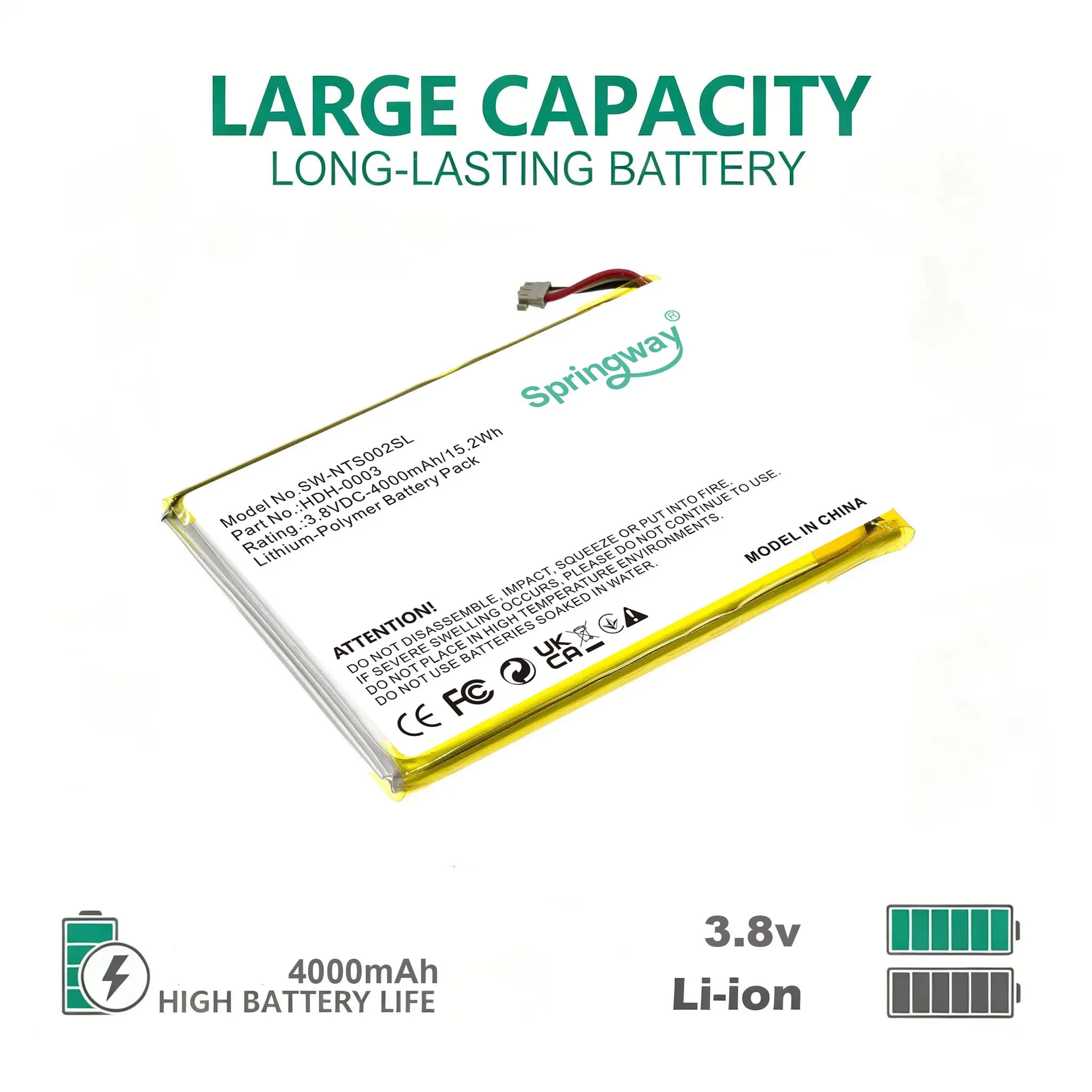 4000mAh/15.5Wh Battery for HDH-001, HDH-002, Switch Lite, Switch Lite NS PN: HDH-003, HDH-A-BPHAT-C0