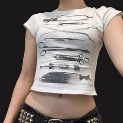 Women's T-shirts Star Girl Y2k Top Clothing Female 90s Clothes Vintage 2000s Tops for Women 2024 Goth Kawaii Kpop Gothic Emo