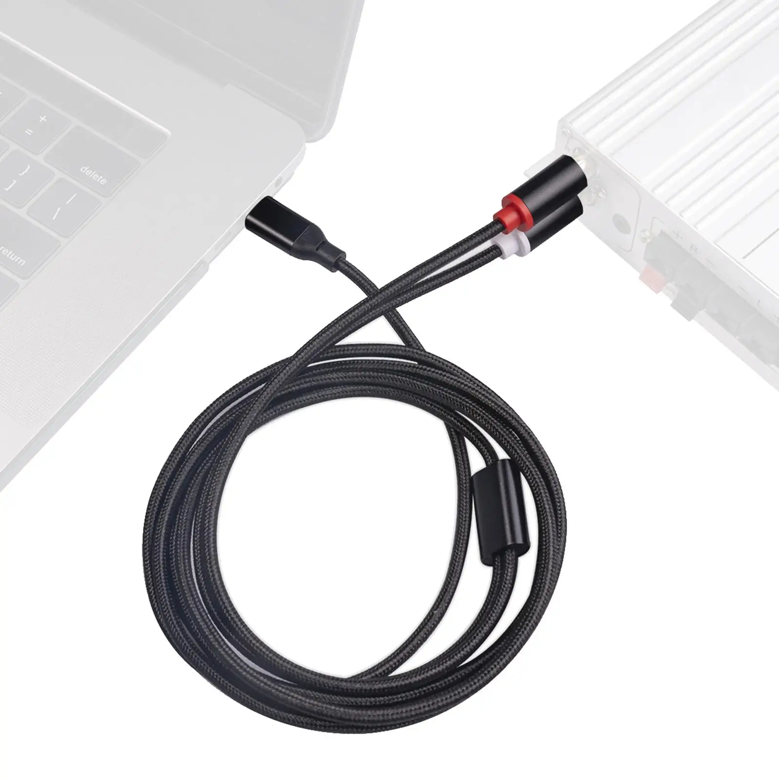 USB to 2RCA Audio Cable with Decoding Chip for Phone Computer Speaker Amplifier