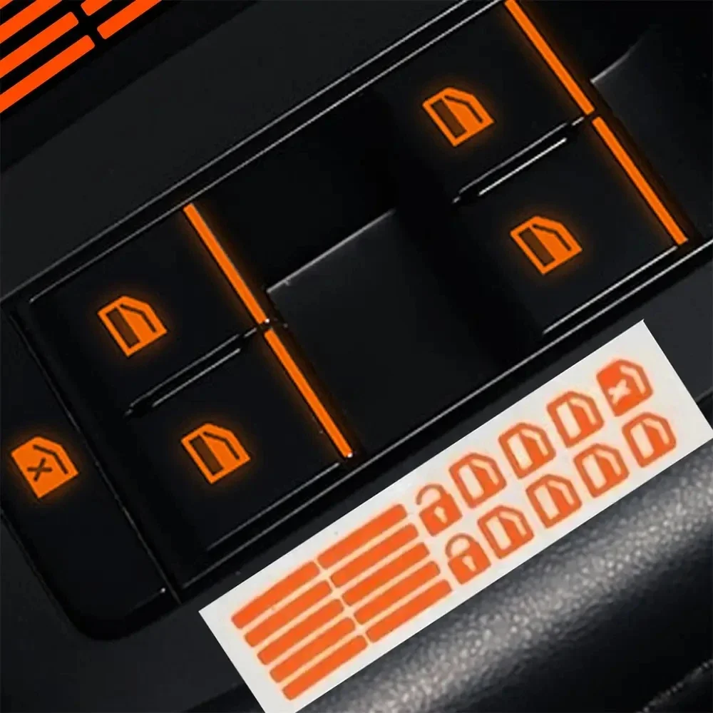 Car Function Button Sticker Fluorescent Switch Button Sticker Waterproof Luminous Sticker Window Lift Switch