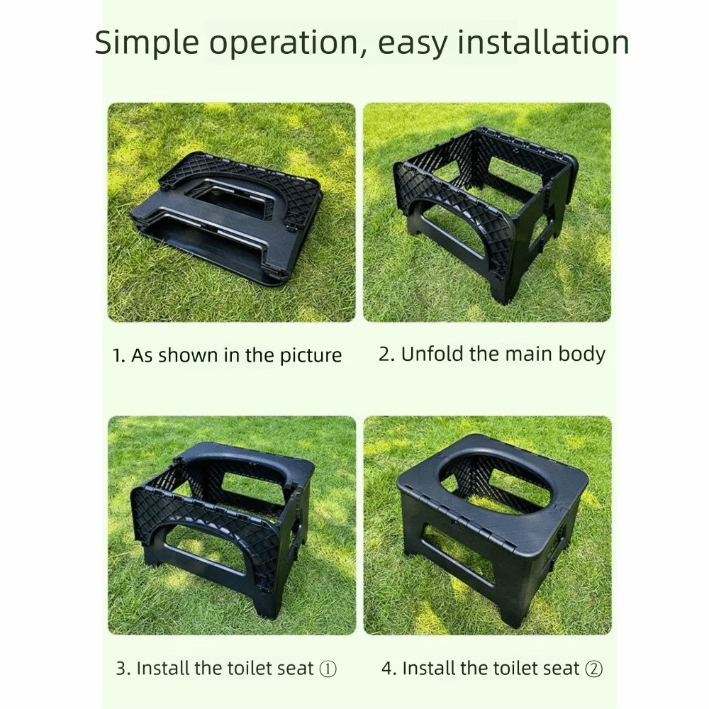 

Odor-Proof Folding Camping Toilet Emergency Easy To Carry Mobile Toilet Reusable with Cover Toilet Stool Outdoor Activities