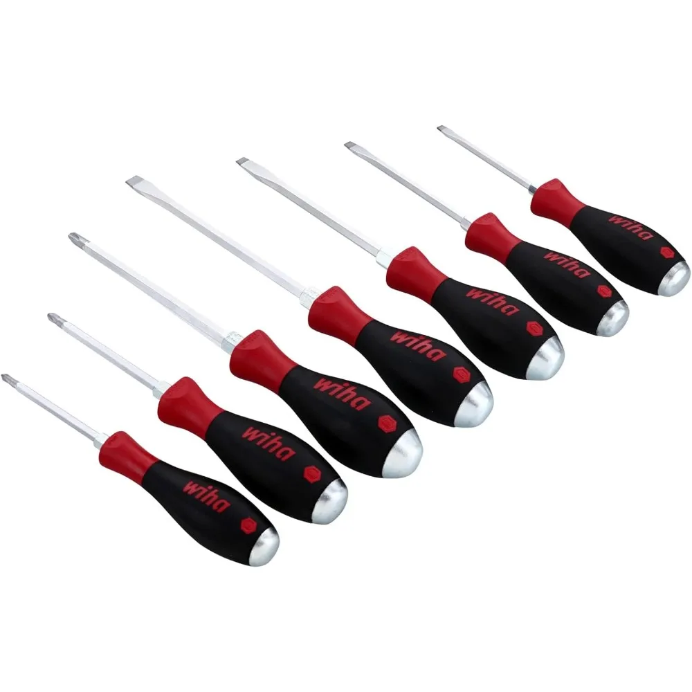 Juego de destornilladores extra resistentes de 7 piezas con puntas ranuradas y Phillips