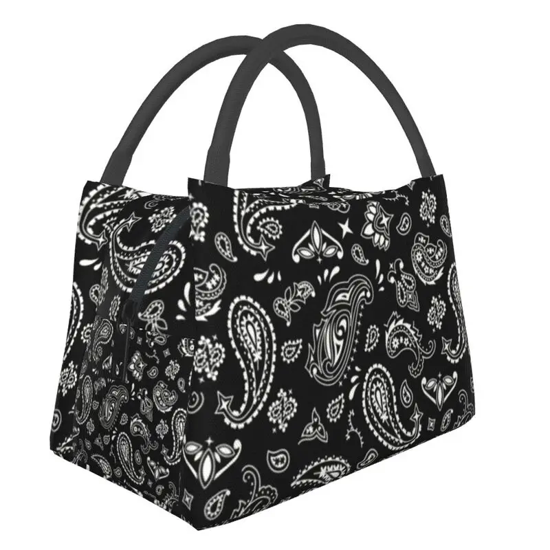 

Bandana Paisley Pattern Thermal Insulated Lunch Bag Women Resuable Lunch Tote for Outdoor Picnic Storage Meal Food Box