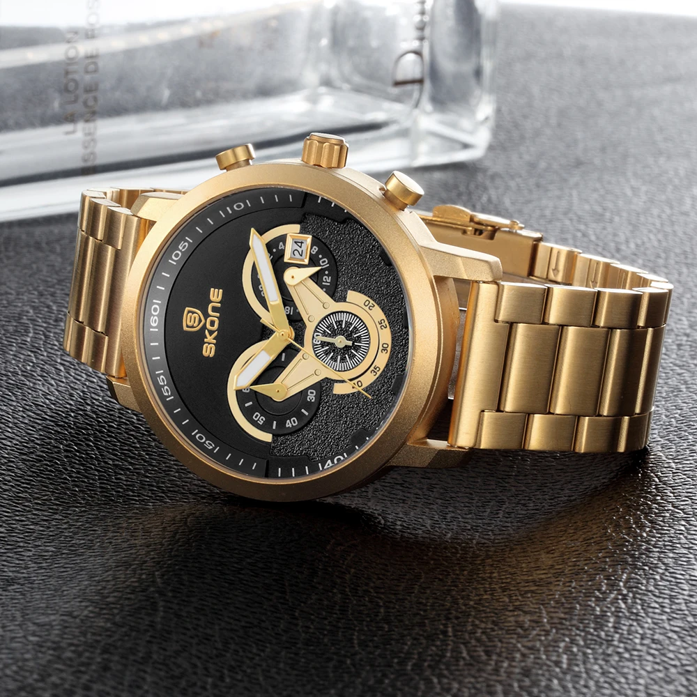 

SKONE Стиль торгового центра многофункциональные модные крутые деловые модные кварцевые часы с круглым большим циферблатом для мужчин