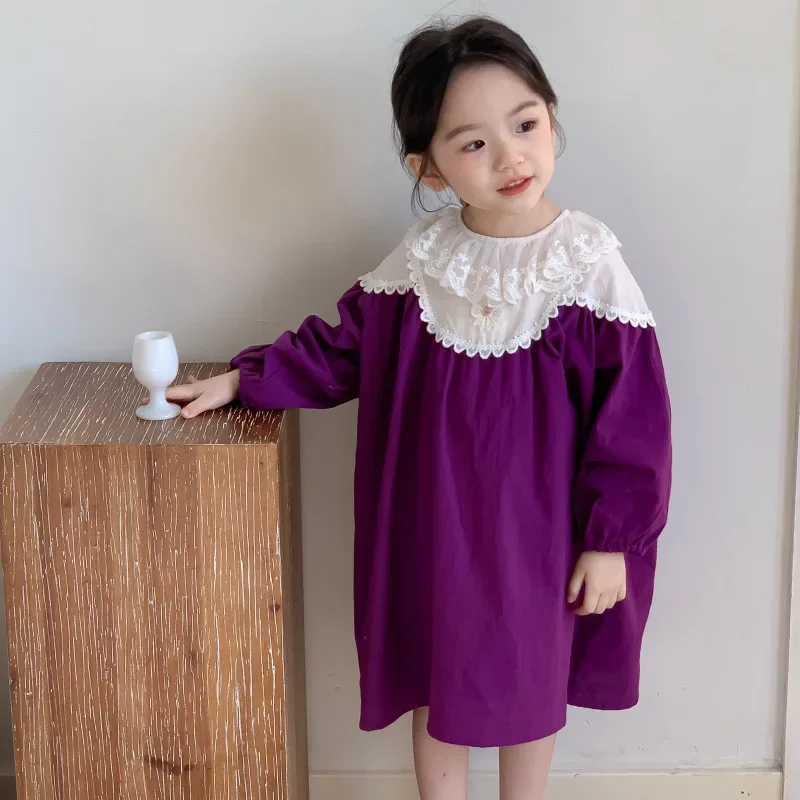 

Kids Dress 2024 New Spring Girls Long Sleeve Lace Princess Dress