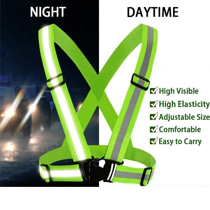 Highlight Reflective Straps Night Work Security Running Safety Adjustable Reflective Vest High Visibility Reflective Jacket