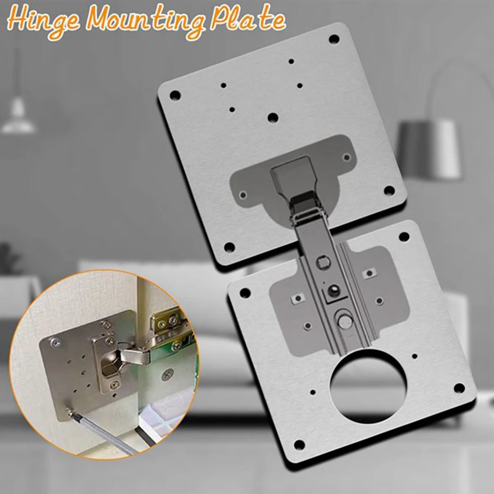 Hinge Repair Plate Kit With Hole For Cabinet, Rust Resistant Plate Repair Brackets For Kitchen Cupboard Door Furniture