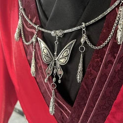 Anime Tian Guan Ci Fu Heaven Official's Blessing Hua Cheng Cosplay Necklace Choker Chain Butterfly Pendant Jewelry Accessory