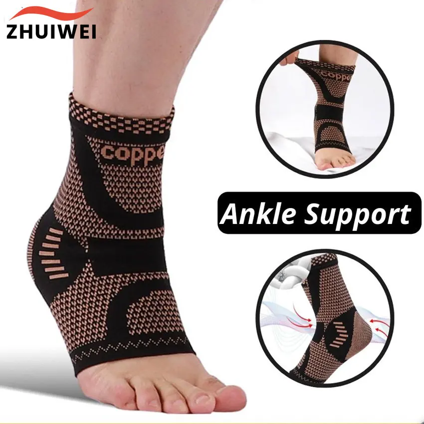 1Pcs Copper Ankle Brace,Copper Infused Ankle Support Compression Sleeve for Men & Women,for Foot Pain,Sprained Ankle,Recovery