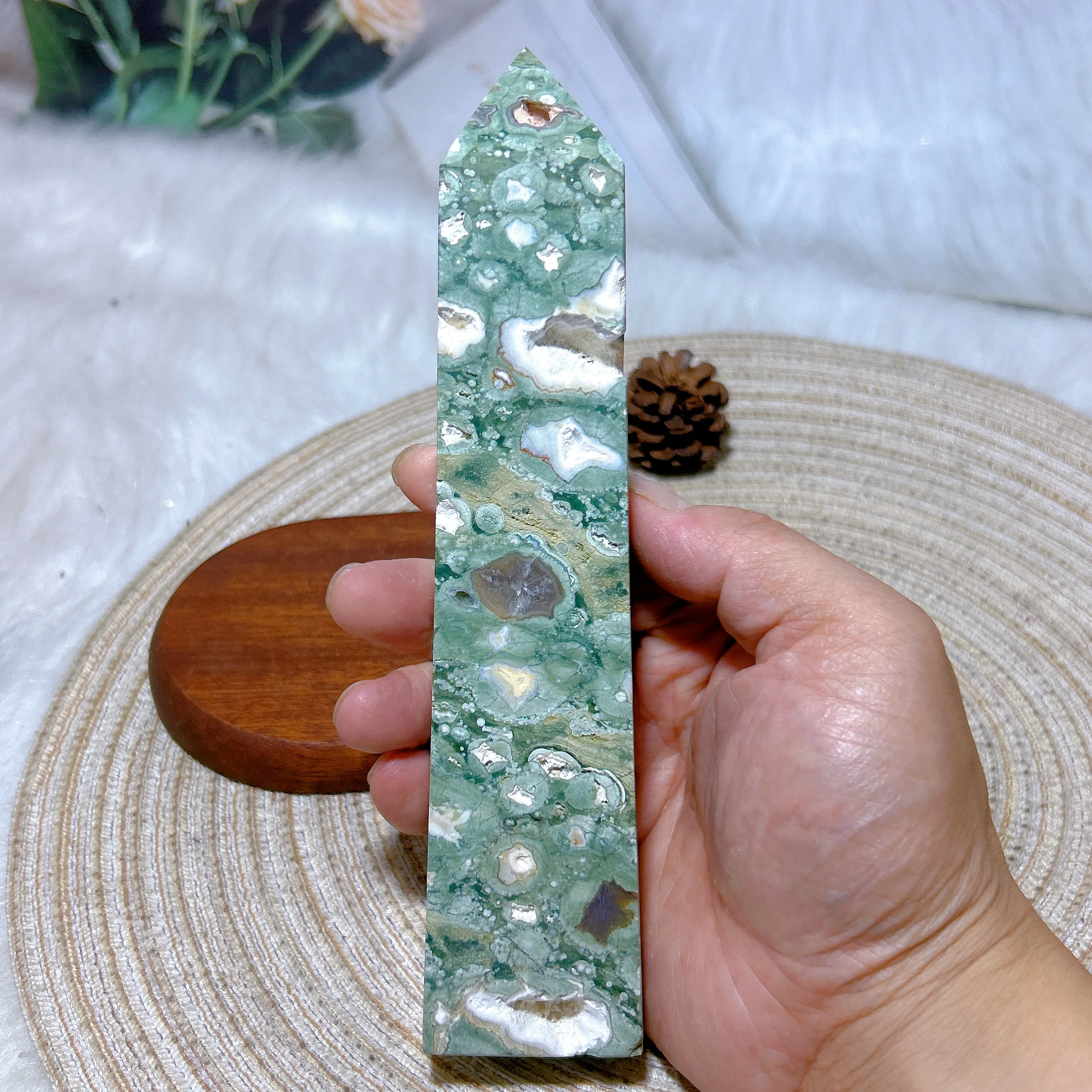 Healing Natural Crystal Rainforest Jasper Big Tower Mineral High Quality Ore Home Decorations Reiki Ornament Room Decor Gift