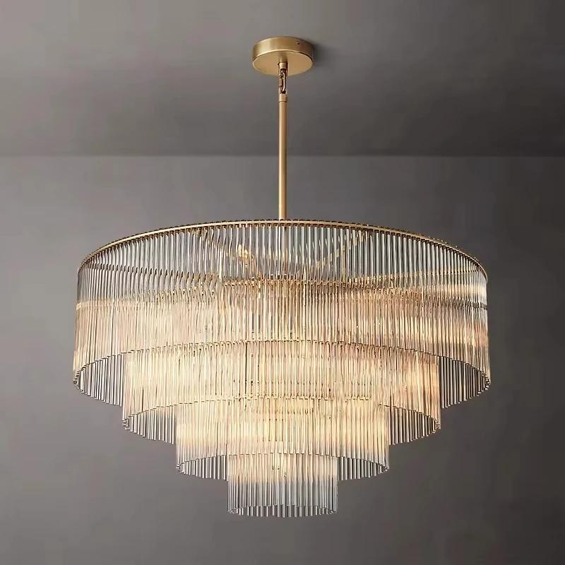 Vintage Luxury Living Room Crystal Chandelier Nordic Bedroom Restaurant Hotel Chandelier Duplex Multi Story Circular Light