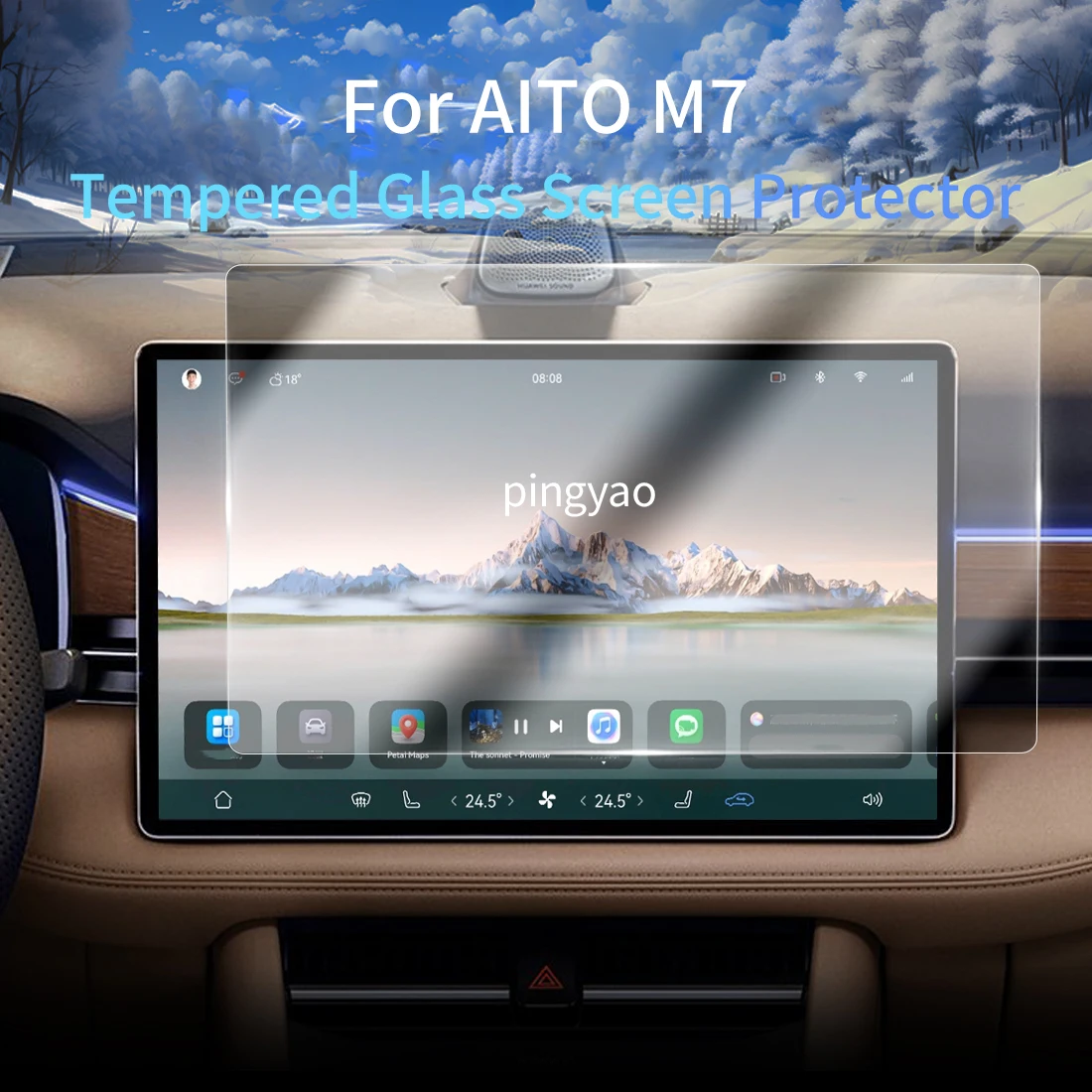 Car Sticker Screen Protector Navigation Display Tempered Glass Protective Film Car Accessories Vehicle For 24 AITO M7