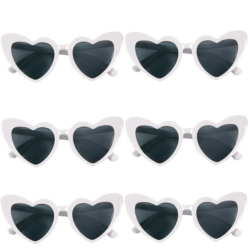 

6/8 Pairs Love Heart Shaped Sunglasses Bachelorette Bride Bridesmaid Sunglasses Vintage Retro Glasses for Wedding Decor Women