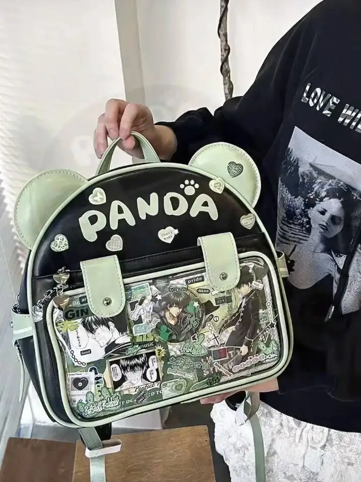 Bloom Versatile Panda Transparent Ita Bag Student 2025 Sweet Cute Anime Mini Backpack Girls Haruku Kawaii Mochila Aesthetic