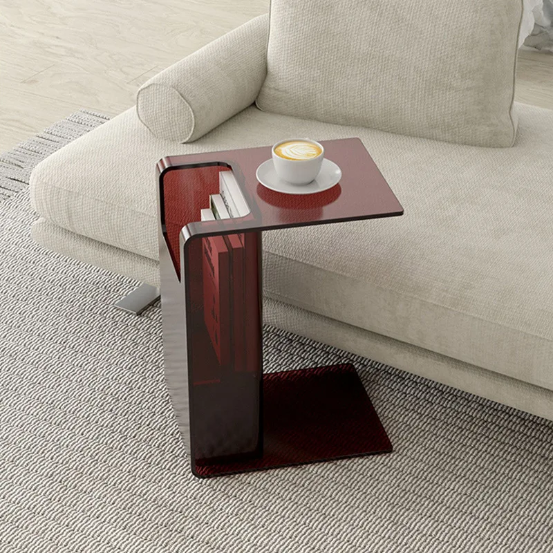 luxury living room bay window coffee table transparent corner New Acrylic side sofa small side table light
