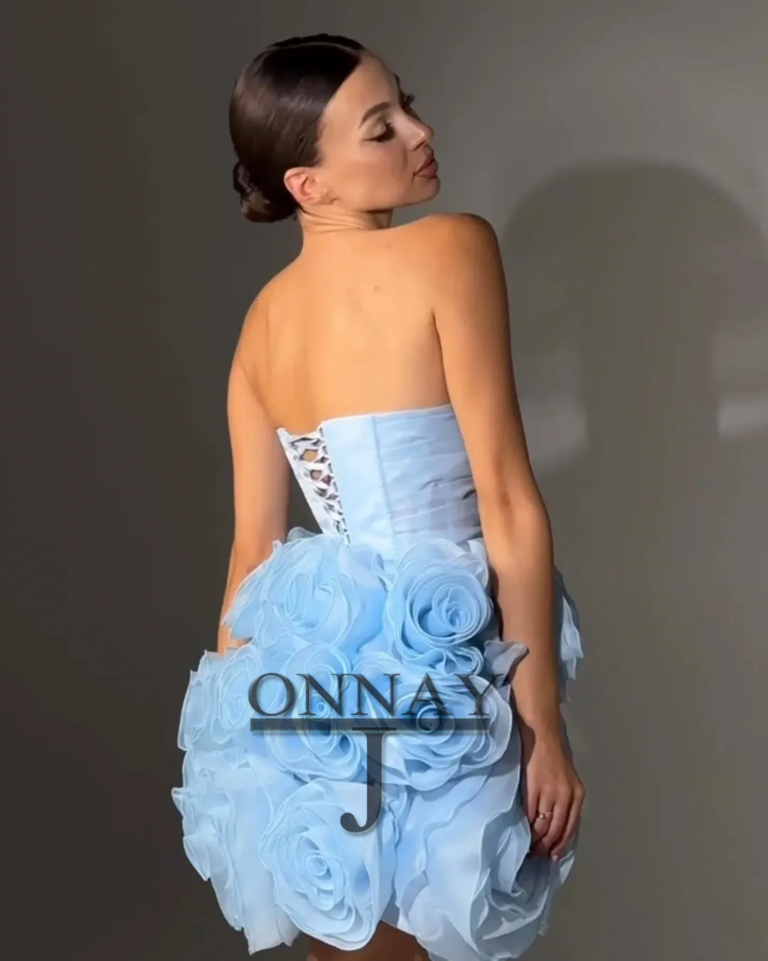 Customized Classic Short 3D Flowers Homecoming Dresses Mini for Women Corset Saudi Arabric Mini Evening Gown Birthday 2513 image 3