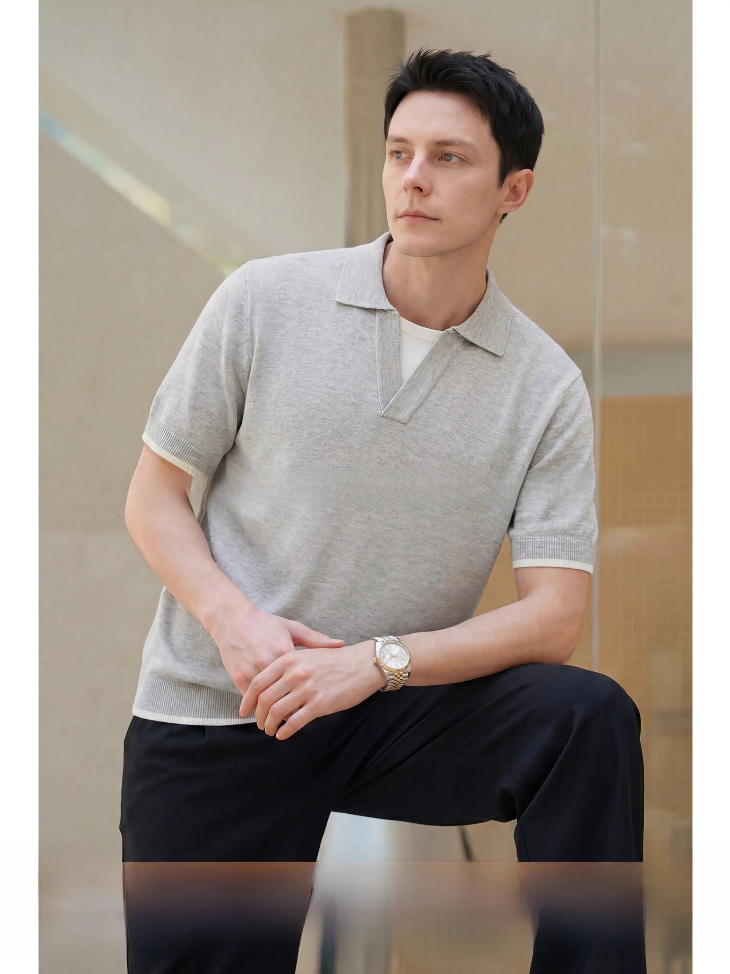

Men's Casual Knitted Short Sleeve T-Shirt Lyocell Linen Summer Fashion Urban Style Comfortable Breathable Standard Fit S...