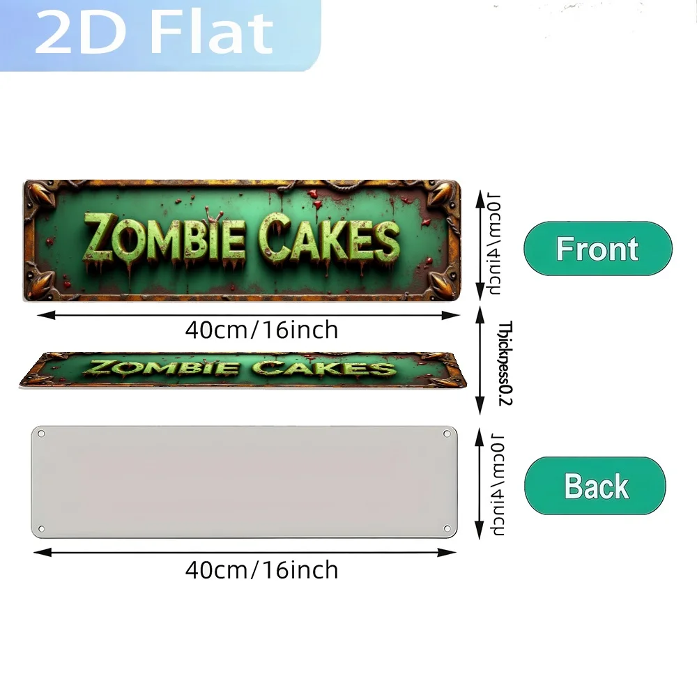 2D Flat, 1pc 'Zombie - Themed Cake Sign' Aluminum Sign, Vintage Wall Decor for St. Patrick's Day, Ranches, Western Themed