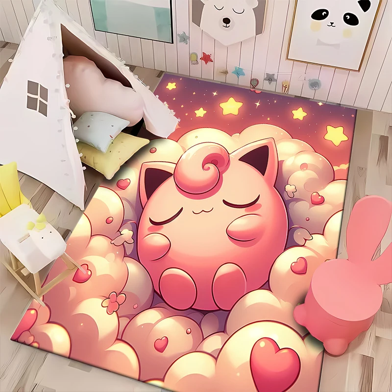 15 Sizes Pokemon Jigglypuff Pattern Rug for Living Room Area Carpet Bathroom Mat Creative Doormat Bedroom Mat Home Decor