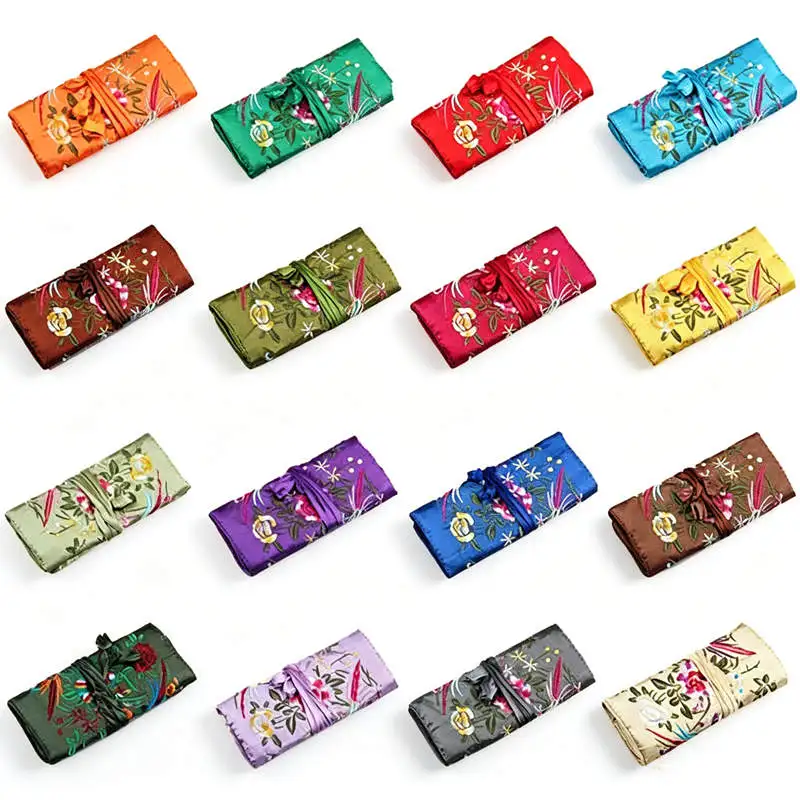 Mix 50PCS Chinese Rectangle Pouches ColorfulJ ewelry Small Bags Many Designs C16