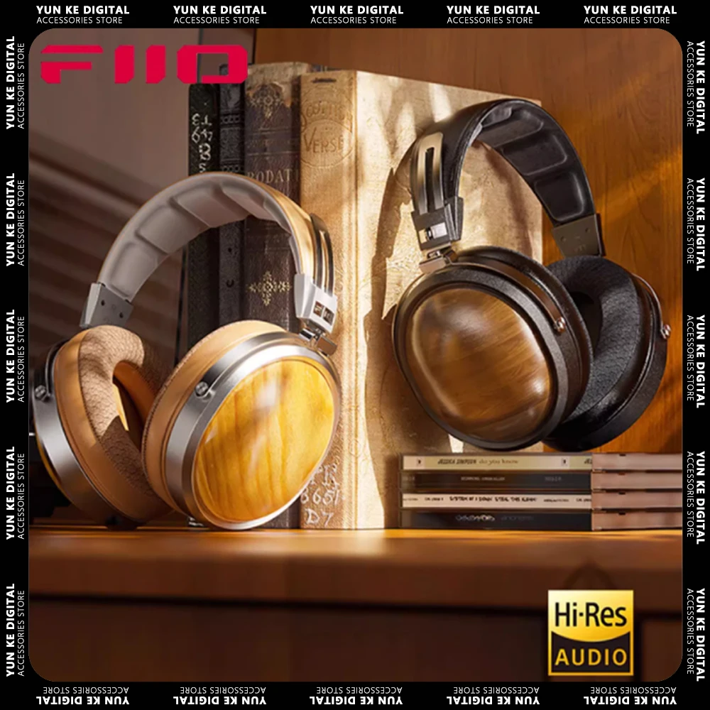 Fiio Ft1 Hifi Wired Headphones Walnut Wood Earphones 60mm Dynamic Ccaw Nanowood Fiber Composite Diaphragm Esport Custom Headsets