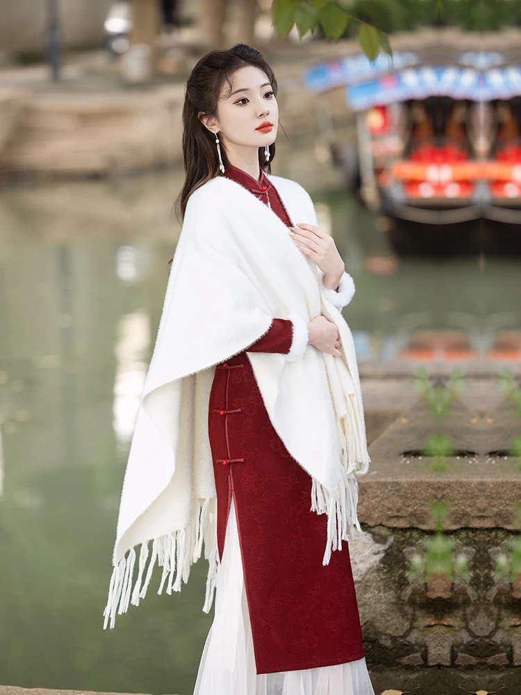 

Ting Yue Ling Flag Dr Outer Tassel Knitted Sweater Thousand Golden Girl Dr Versatile Open Cardigan Autumn Winter Daily