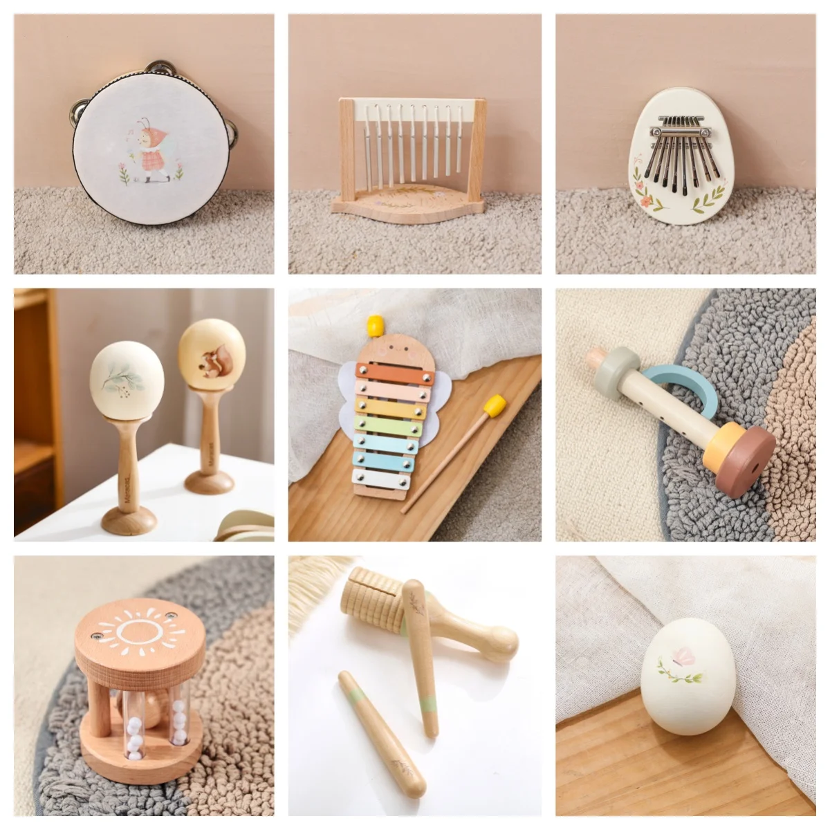 Instrumentos musicais do bebê montessori 0-12m brinquedos de música tambor xilofone sinos de vento crianças cedo educacional recém-nascidos instrumentos presente